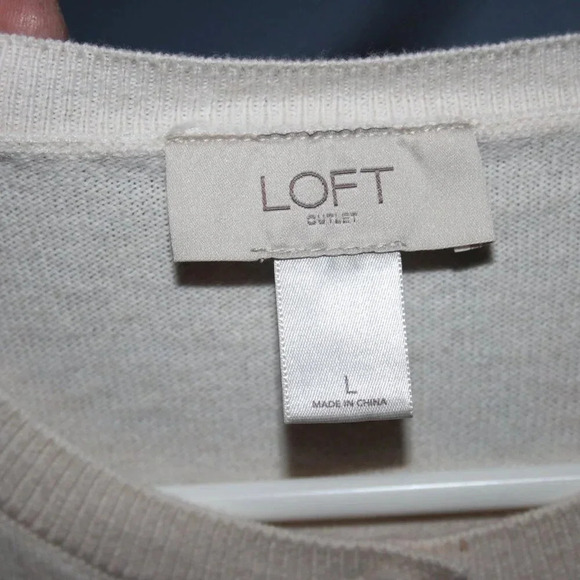 LOFT Outlet Large Women's Off-White Button Up Cardigan 100% Cotton - Picture 8 of 14